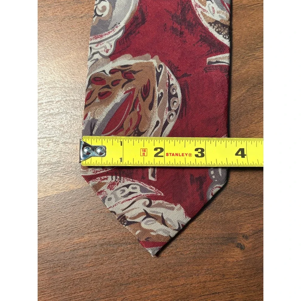 Unbranded Burgundy Abstract Paisley Silk Necktie Mens OS Excellent